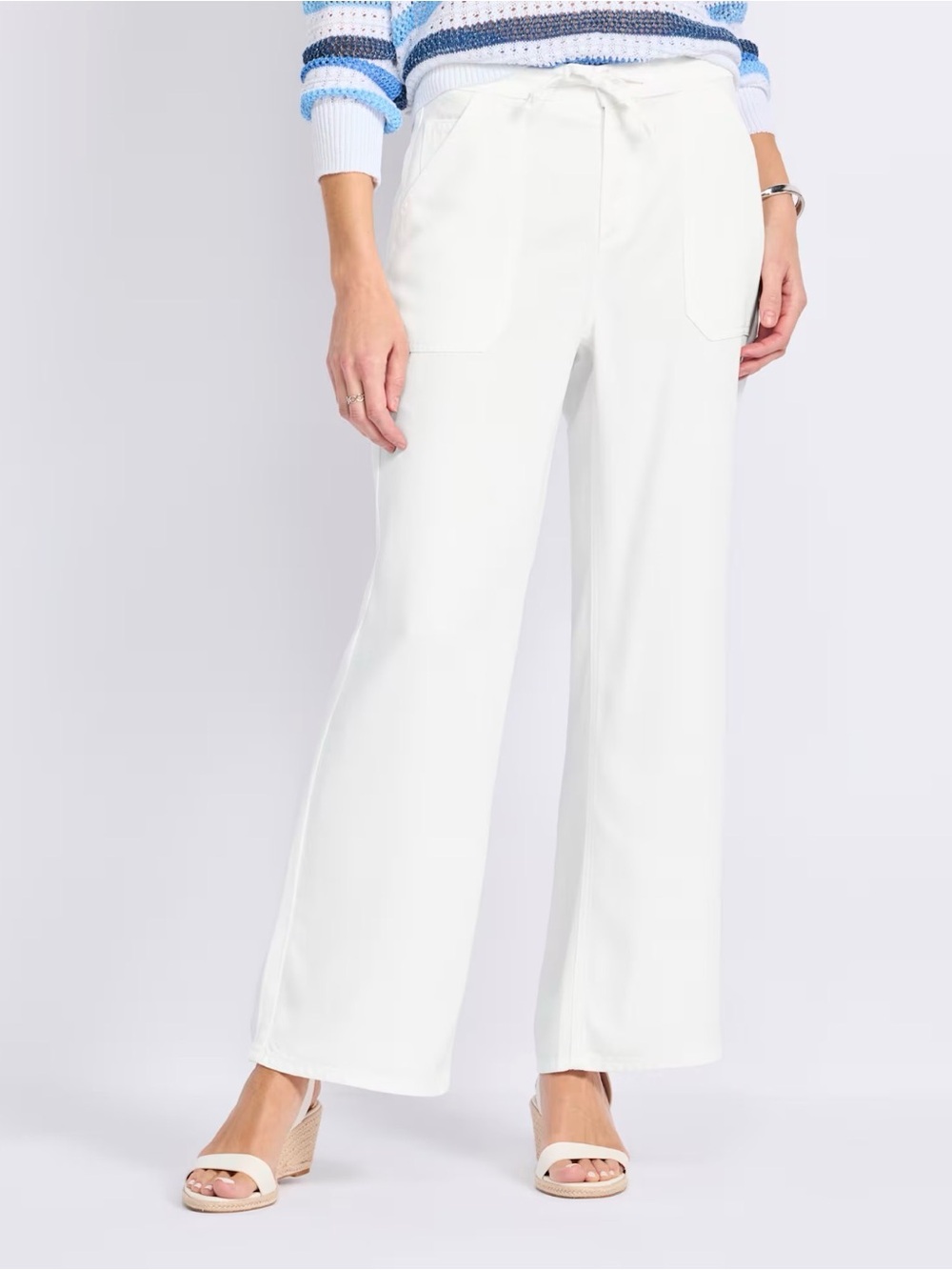 Flag & Anthem Bluffton Wide Leg Pull On Pant White Small NWT STITCH FIX
